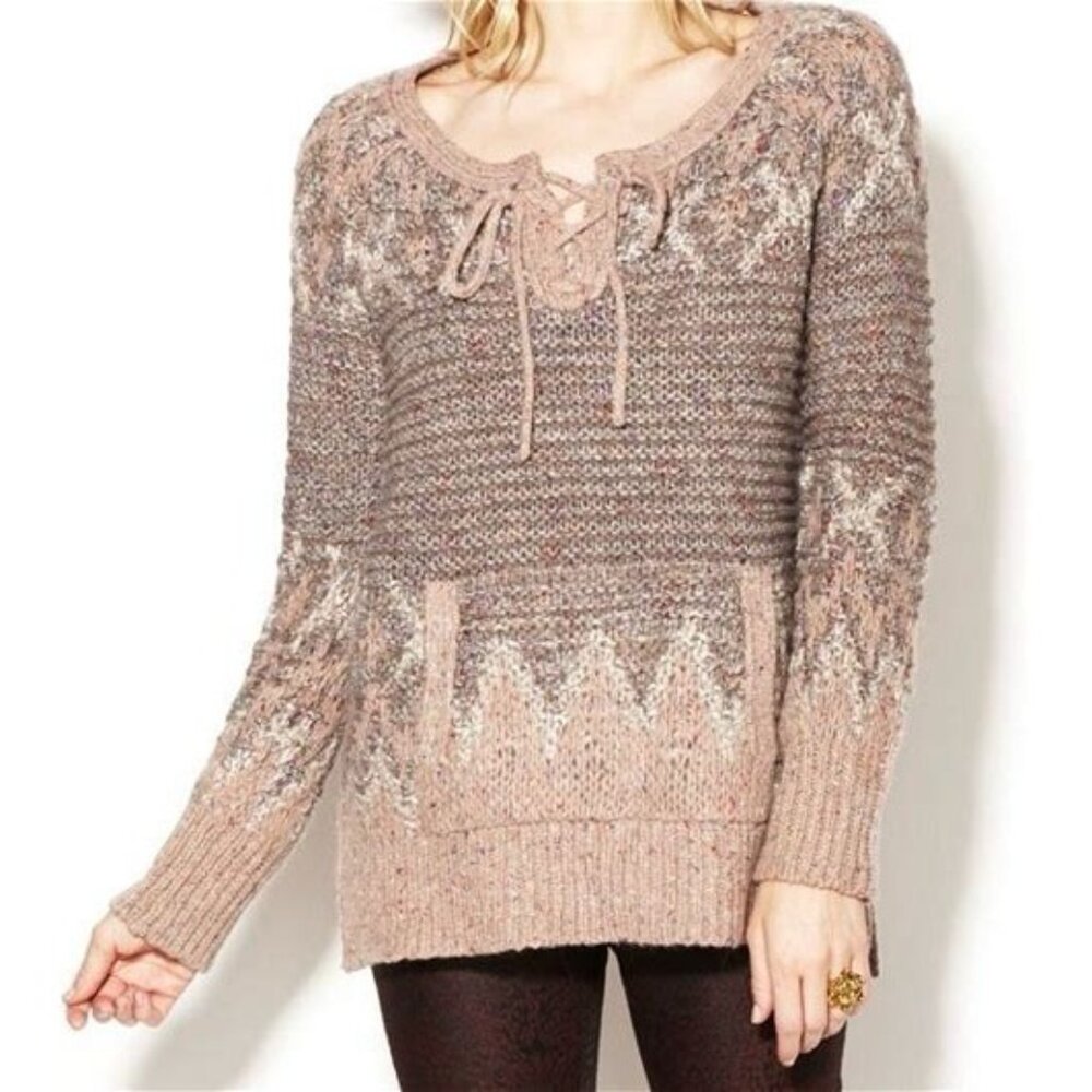 Free People Love Bug Fairisle Nordic Wool Mohair Alpaca Chunky Sweater